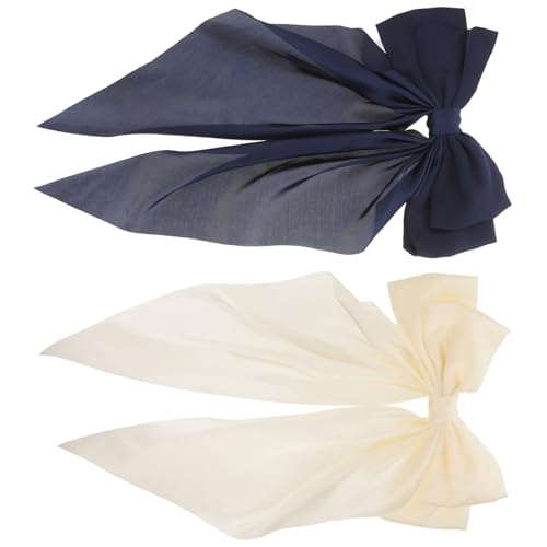 Happyyami 2stücke Große Haarschleifen Für Frauen Und Mädchen Stilvolle Ribbons Elegante Hair Clips in Marineblau Und Beige Trendige Haaraccessoires Für Jeden Anlass von Happyyami