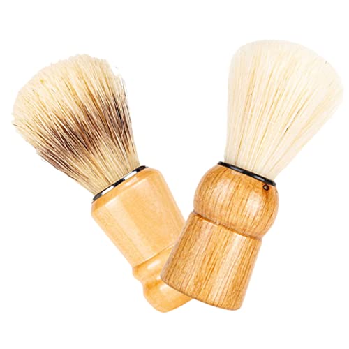 Happyyami 2Stücke Rasierpinsel mit Holzgriff Premium Schnurrbartpinsel für Männer Langlebige Rasierbürste für Bartpflege und Styling im Friseursalon Hause von Happyyami