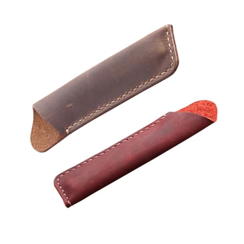 Happyyami 2stücke Retro Cowhide Pen Cases Stiftetui Für Schüler Und Büro Handgefertigte Aufbewahrung Stilvolle Schreibutensilien Und Weinrot Für von Happyyami