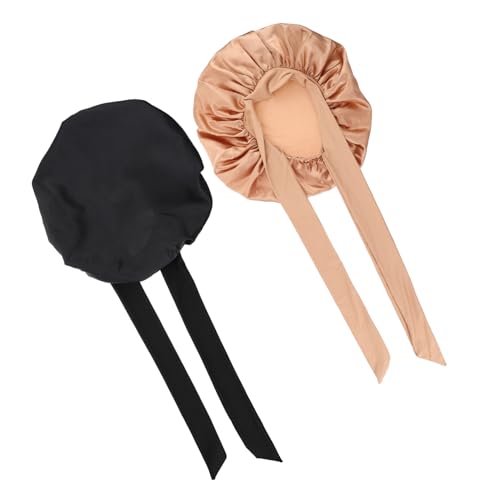 Happyyami 2Stücke Satin Schlafhaube für Damen Hochwertige Haarpflegehaube mit Elastischem Design Komfortabel und Rutschfest für Nachtpflege und Haarstyling von Happyyami