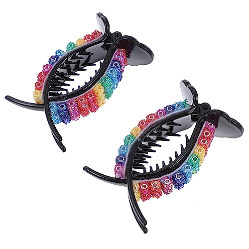 Happyyami 2stücke Bunte Haarklammern Rutschfestem Design Und Funkelnden Strasssteinen Für Hochzeiten Und Alltag Vielseitige Haaraccessoires Für Und Mädchen von Happyyami