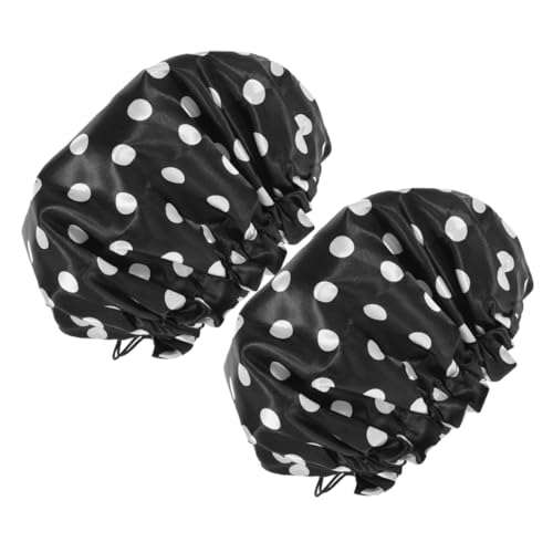 Happyyami 2stücke Duschkappe Wiederverwendbar Für Damen Haarhaube Zum Duschen Große Verstellbare Haarabdeckung Mit Befestigung Für Zöpfe Und Locken von Happyyami