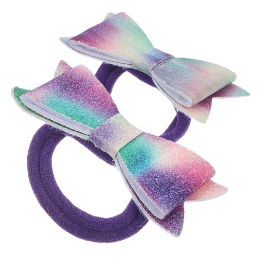Happyyami 2stücke Elastische Pferdeschwanzhalter Mit Schleife Haargummis Für Mädchen Glitzer-haargummis Elastische Für Pferdeschwanz von Happyyami