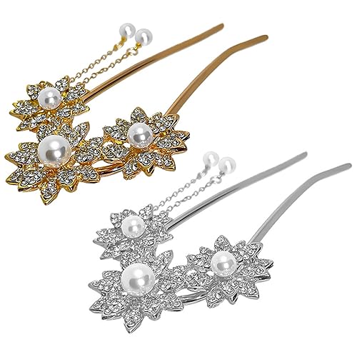 Happyyami 2stücke Haarstäbchen Mit Perlen Und Blumen Design Haargabel Für Frauen Und Mädchen Langlebig Und Einfach Anzuwenden Für Verschiedene Frisuren Und Anlässe von Happyyami