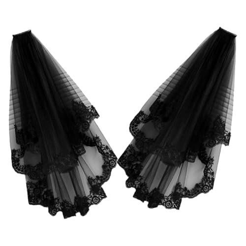 Happyyami 2stücke Kopfschmuck Hexe Halloween Mit Schwarzen Spitzenrand Schleier Für Kostümparty Und Mottohochzeit Leicht Und Tragbar von Happyyami