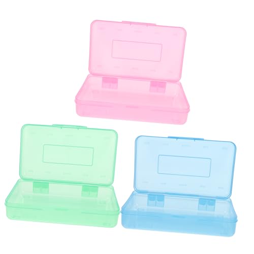 Happyyami 3 Stück Großes Teiliges Aufbewahrungsset für Schreibwaren Stapelbare Transparente Stiftebox mit Flip Deckel für Erwachsene und Ausreichend Platz für Stifte Buntstifte von Happyyami