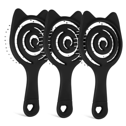 Happyyami 3 Stück Katzenohr-massagekamm Haarkämme Für Frauen Entlüftungsbürste Zum Föhnen Entlüftungshaarbürsten Für Frauen Bürste Zum Entwirren Der Dusche Abs Black von Happyyami