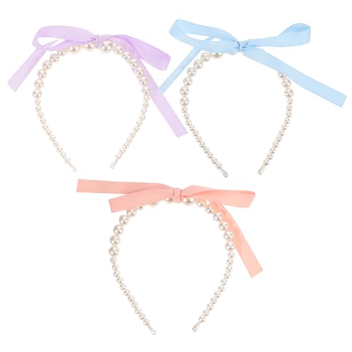 Happyyami 3 Stück Perlenband-Stirnbänder: Stilvolle Haaraccessoires mit Schleife und Kunstperlen – vielseitig einsetzbar für Partys, Veranstaltungen und den täglichen Gebrauch von Happyyami