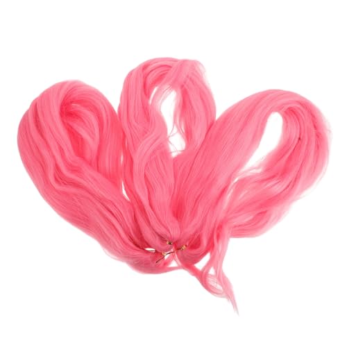 Happyyami 3 Stück Pinke Flecht Haarverlängerungen für Damen Synthetische Häkelzöpfe Farbige Festival Perücke für Box Zöpfe und Partys von Happyyami