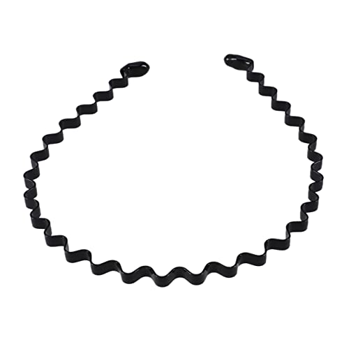 Happyyami 3 Stück Teiliges Wellenförmiges Haarband für Damen und Herren Einfaches Verstellbares Haarreif in Schwarz Unisex Haarreifen für Alltag und Fitness von Happyyami