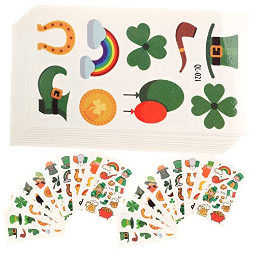 Happyyami 30blätter St Patricks Day Dekorationen Kleeblatt-tattoos Für Junge Mädchen Temporäre Tattoos Aufkleber Partygeschenke Bastelprojekte Mottopartys Gesicht Tattoos von Happyyami