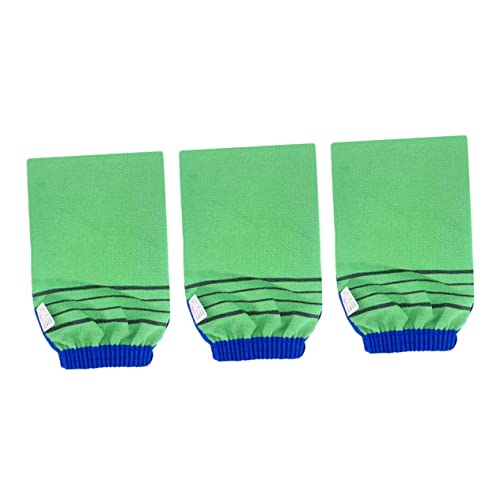 Happyyami 3Stücke Duschhandschuhe aus Bambusfaser Doppelseitige Peeling Badetücher für Effektive Körperexfoliation Schnell Trocknend und Unisex für Rückenschrubben und Entspannende von Happyyami