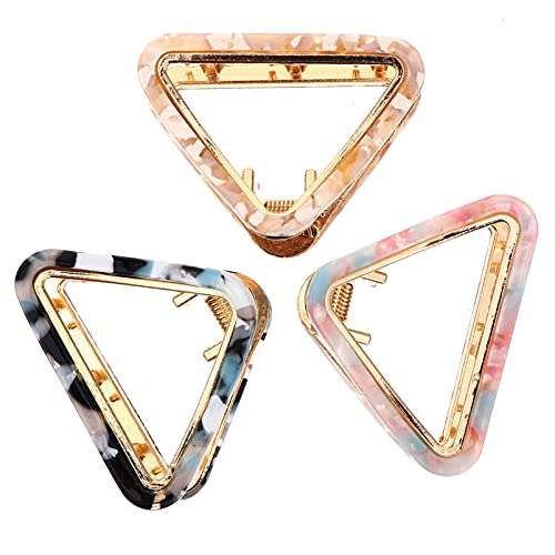 Happyyami 3Stücke Retro Haarklammern für Damen Süße Triangel Haarklauenklemmen Beige Rosa und Grün für Hochsteckfrisuren für Alltag und Besondere Anlässe von Happyyami