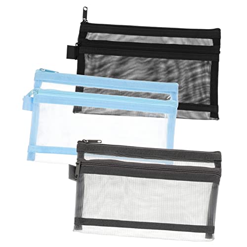 Happyyami 3Stücke Teiliges Tragbares Stiftemäppchen Große Kapazität für Schule Transparentes Design mit Einfachem Reißverschluss für Schreibwaren von Happyyami