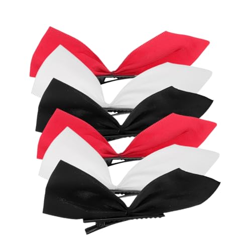 Happyyami 3paare Große Haarschleifen Haarspangen Aus Satin Schleifenclips Mit Halter Für Frauen Und Mädchen in Schwarz Rot Weiß von Happyyami