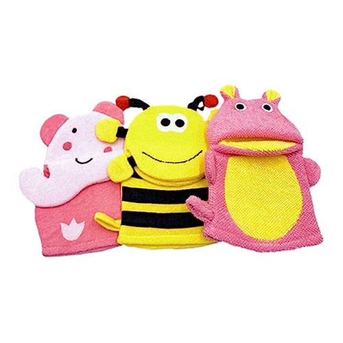 Happyyami 3stücke Badehandschuhe Für Junge Mädchen Und Kleinkinder Cartoon Tierform Dusche Pinsel Schwamm Mitts Peelen Und Reinigen Für Kopf Hals Und Körper von Happyyami