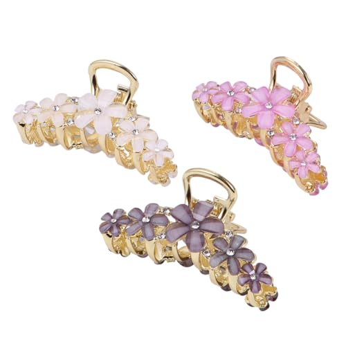 Happyyami 3stücke Stil Haarclip Mit Blumenmotiv Für Frauen Haarspange Aus Legierung Haarklammer Haarspangen Für Mädchen Haarzubehör Für Frisieren Und Styling von Happyyami