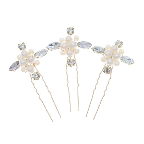 Happyyami 3stücke Hochzeits Haarschmuck Mit Strassblumen U-form Haarnadel Für Frauen Brautjungfern Hochzeit Prom Party Geburtstag Haaraccessoire Mit Kristallblumen von Happyyami