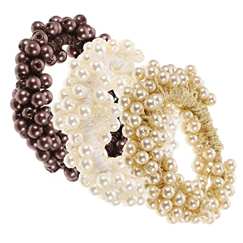 Happyyami 3stücke Perlen Haargummi Elastische Haar Seile Mit Perlen Für Pferdeschwanz-halter Frauen Haar Zubehör Pferdeschwanz-ring von Happyyami