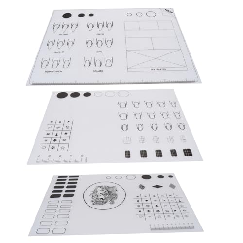 Happyyami 3stücke Silikonmatte Für Nageldesign Faltbar Und Waschbar Nailart-übungsmatte Mit Testzonen Für Stempel Und Farbdesigns Nagelpraxis-platte Aus Silikon von Happyyami