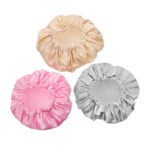 Happyyami 3stücke Einfarbige Duschhauben Für Damen Haarschutzkappen Badekappen Wiederverwendbar Mit Elastischem Design Für Verschiedene Kopfumfänge Geeignet Für Bad Und Dusche von Happyyami