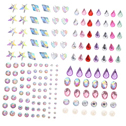 Happyyami 4 Blätter Gesichtsjuwelen Aufkleber Strasssteine für Make Up Wiederverwendbar Glitzernd für Festivals und Partys von Happyyami