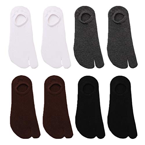 4 Paar Zehensocken für Männer und Frauen Unisex Casual Sandale Split 2 Zehen Tabi Elastische Socken Unisex Farbe eine passende Größe von Happyyami