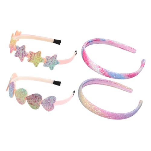 Happyyami 4 Stck. Liebe Star Stirnband Kleinkind Mädchen Haarschmuck Kinderhaaraccessoires für Mädchen Haarreifen für Mädchen Party-Stirnbänder für Mädchen Stirnband Plastik von Happyyami