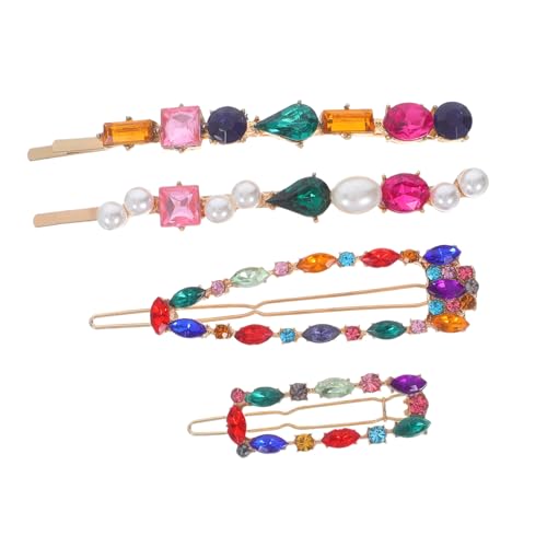 Happyyami 4stücke Legierung Strass Haarnadeln Stylische Haarnadeln Ponyspange Strass-haarspange Haarzubehör Für Mädchen von Happyyami