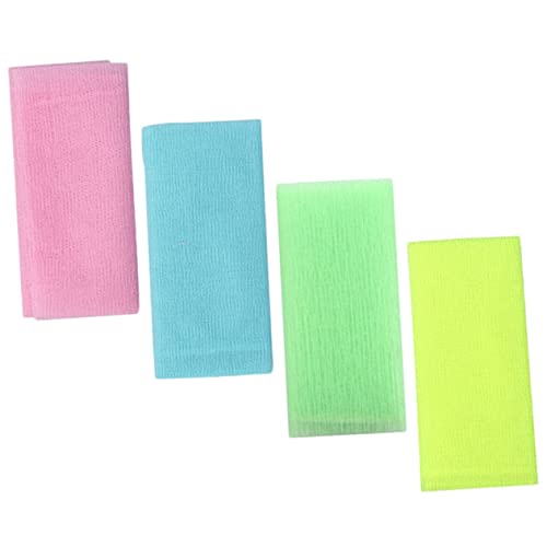 Happyyami 4 Stück Peeling-Badetuch Körper schrubben Waschlappen Duschschrubber exfoliating towel großes handtuch Badetuch mit Schrubber Seifenblasen machendes Handtuch Beinschrubber Nylon von Happyyami