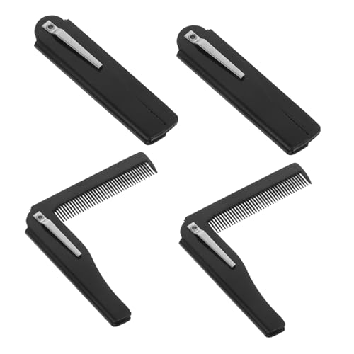Happyyami 4 Stück Reise-klapp-haarbürsten: Tragbare Kämme Für Männer Und Frauen, Leicht, Feine Zahn-styling-tools Für Bart, Schnurrbart, Haarpflege, Schwarz von Happyyami