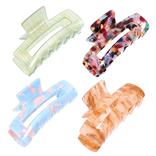 Happyyami 4 Stück Teiliges Damen Haarklammer Groß Acryl Haarklammern für Dickes Dünnes Glattes oder Lockiges Haar für Verschiedene Anlässe und Frisuren von Happyyami