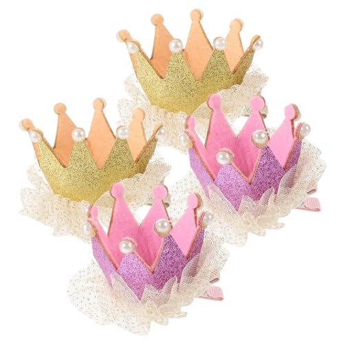 Happyyami 4 Stück Teiliges Dekoratives Krone Haarklammer Kreative Haarspangen für Mädchen Stilvolles Haarschmuck mit Einzigartigem Design für Festliche Anlässe Zufällige Zufällige Farbe von Happyyami