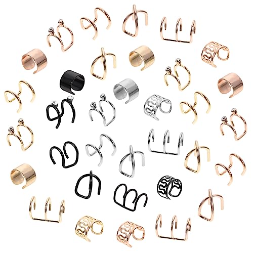 Happyyami 48 Stück Haarschmuck für Zöpfe Multifunktionale Haar Juwelen und Ohrclips Piercing Schwarz Silber Gold und Roségold für Damen und Mädchen für von Happyyami