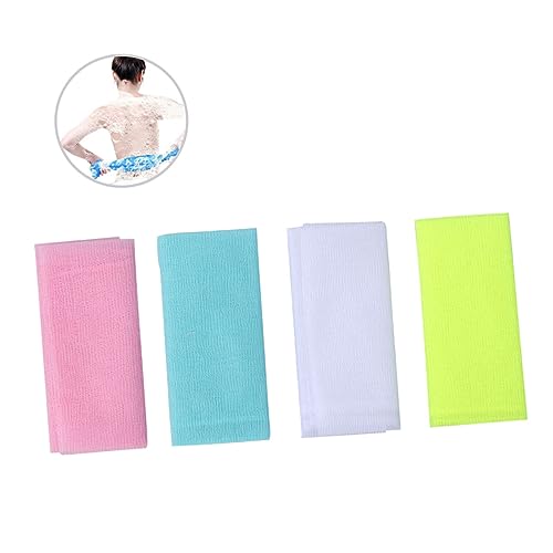 Happyyami 4Stücke Long Strip Back Scrubber Peeling Handtuch aus Schnelltrocknend und Hautschonend für Erfrischendes Badeerlebnis Gemischte von Happyyami