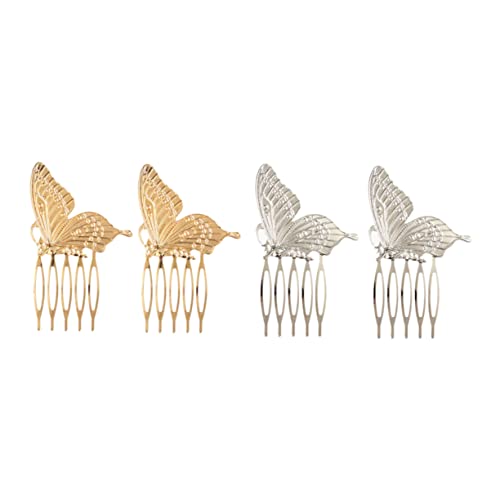 Happyyami 4stücke Stilvolle Metall Haarspangen Für Mädchen Schmetterlings-haarclips in Gold Und Silber Modische Haarschmuck Accessoires Für Alltag Und Festliche Anlässe von Happyyami