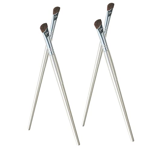 Happyyami 4Stücke Teiliges Abgewinkeltes Make Up Pinselset für Augen und Nasenkontur Professionelle Lidschatten und Highlighter Pinsel mit Weichen Borsten für Präzise Anwendungen von Happyyami