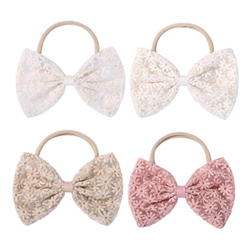 Happyyami 4stücke Haarband Mit Schleife Für Damen Elastische Haargummis Mit Schleife Bogen Haarseilgummi Für Mädchen Und Dickes Haar von Happyyami