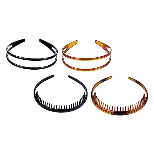Happyyami 4stücke Kunststoff-zähnekamm-stirnbänder Für Dusche Diy Stirnband Haarschmuck Für Frauen Einfarbig Elastisch Passt Zu Verschiedenen Anlässen von Happyyami