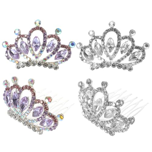 Happyyami 4stücke Kronenkamm Kopfschmuck Strass Haar Kamm Hochzeit Blume Mädchen Haar Zubehör Mini-tiara -haarspangen Dekorativer Haarkamm Für Braut Und Party von Happyyami