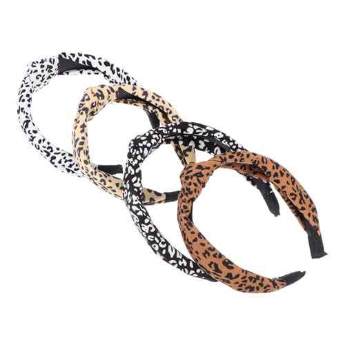 Happyyami 4stücke Stirnband Haarband Mit Leopardenmuster Für Frauen Mädchen Kopfschmuck Breit Tuch Verziert Modisch Einheitsgröße Passt Vielen Anlässen von Happyyami