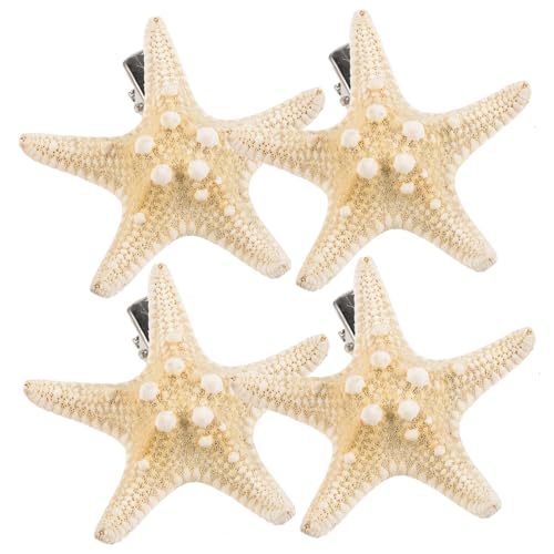Happyyami 4stücke Seestern-haarnadel Fünfzackiger Stern Haarnadel Strand-haarspange Haarschmuck Für Frauen Und Mädchen Handgefertigt Natürliche Seestern-haarspange von Happyyami