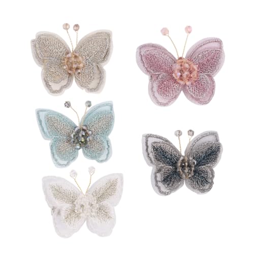 Happyyami 5 Stück Teiliges Haarklammern Schmetterlings Design für Damen Haarspangen Blau Grün Beige und Weiß für Alltag Partys und Besondere Anlässe von Happyyami