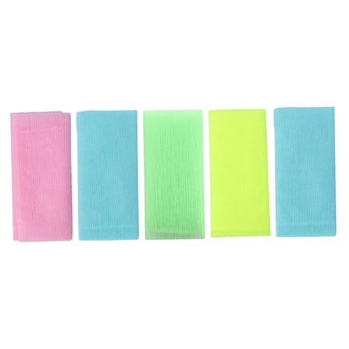 Happyyami 5Stücke Teiliges Langes Peeling Badetuch für Körperpflege Exfolierende Rückenhandtücher für Wellness zur Sanften Entfernung Abgestorbener Haut Bunten Farben von Happyyami