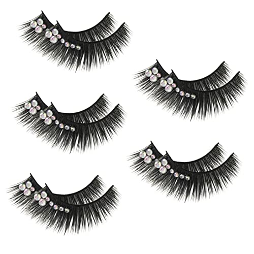 Happyyami 5paare Dekorative Falsche Wimpern Glänzende Lang Für Damen Mit Strass Künstliche Wimpern von Happyyami