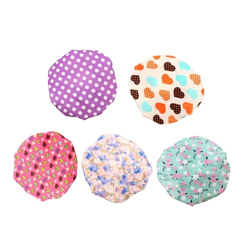 Happyyami 5stücke Junge Mädchen-duschhauben Mit Dehnbarem Gummiband Duschhut Für Haar Schützen Haarhaube Für Duschkopfabdeckung Geeignet Für Nachtschlaf Und Unterwegs Gemischte Muster von Happyyami