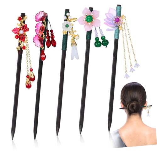 Happyyami 5stücke Chinesische Haarstäbchen Mit Blumenmotiv Traditionelle Haarstäbe Für Frauen Haarzubehör Für Verschiedene Anlässe von Happyyami