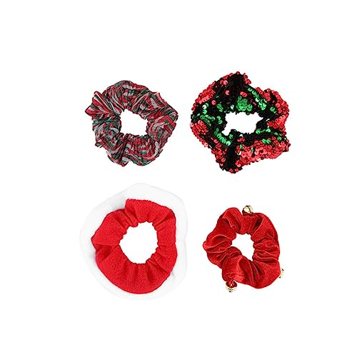 Happyyami 5stücke Weihnachts-haarbänder Mit Pailletten Pferdeschwanzhalter Für Mädchen Festive Kopfbedeckung Elastisches Haarschmuck Jeden Anlass von Happyyami