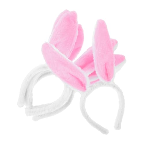 Happyyami 6 Stück Hasenohr Stirnband Plüschhasen lustig Hasenohren ausgestopft Haarzubehör Kaninchen Kopfbedeckung Kostüm Hase Plüsch Rosa Partyzubehör Haarreiber Kopfschmuck von Happyyami