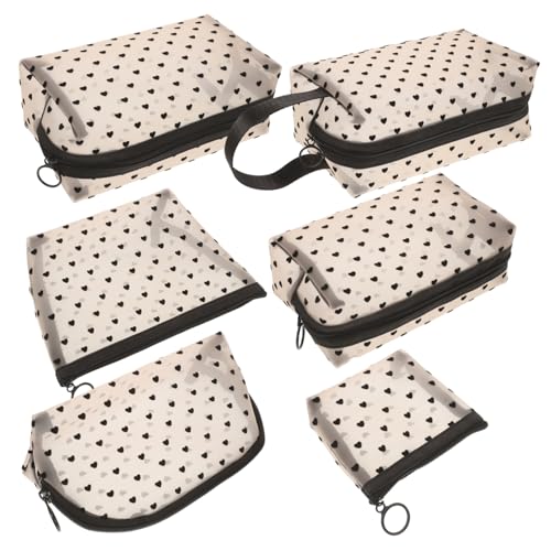 Happyyami 6 Stück Herzform Make Up Taschen Tragbare Reise Kosmetiktaschen aus Netzstoff mit Reißverschluss für Damen für Lippenstift und Make Up Organisation Happyyami 6 Stück Herzform Make Up Taschen Tragbare Reise Kosmetiktaschen aus Netzstoff mit Reißverschluss für Damen für Lippenstift und Make Up Organisation von Happyyami